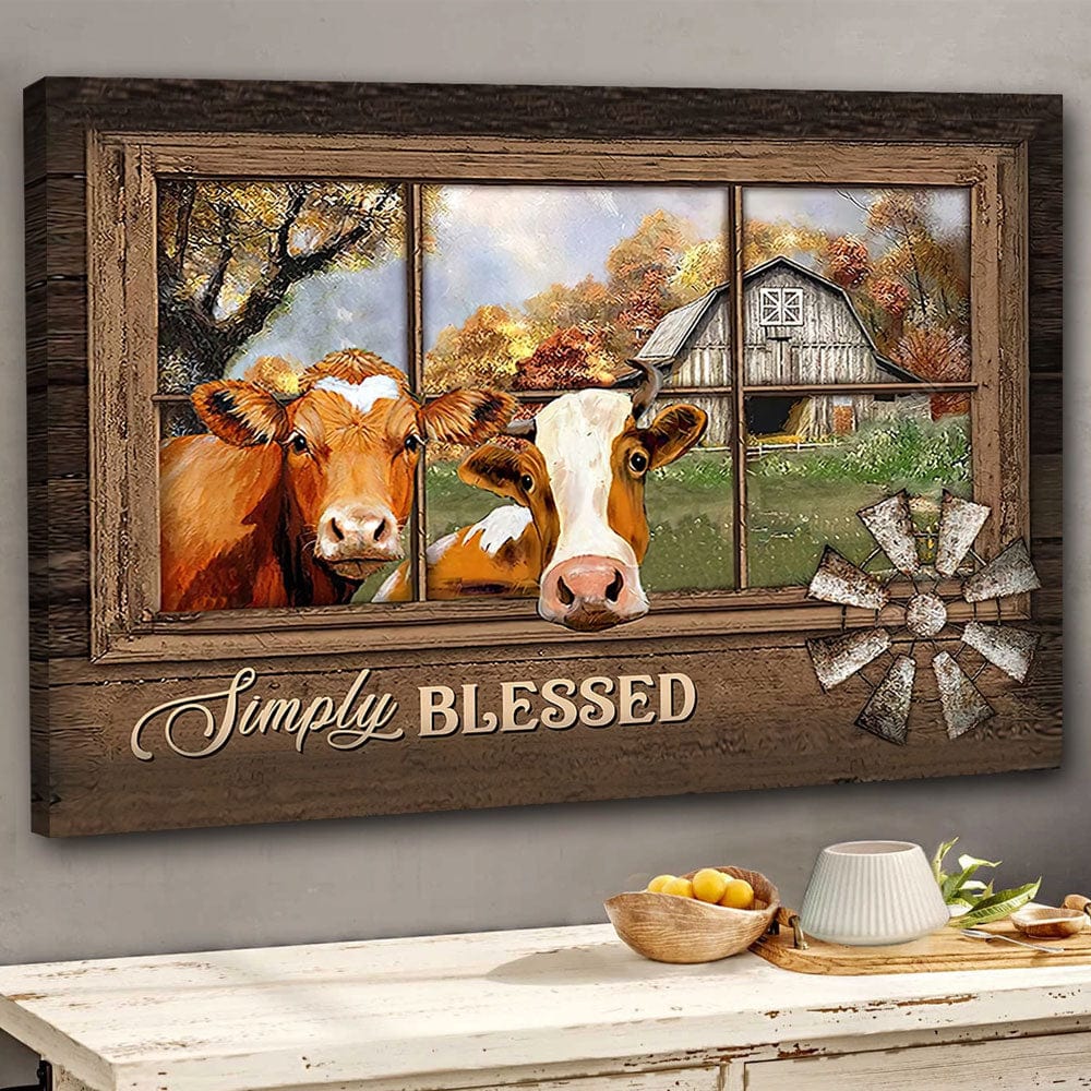 Póster de vaca de granja Simply Blessed Cows, lienzo