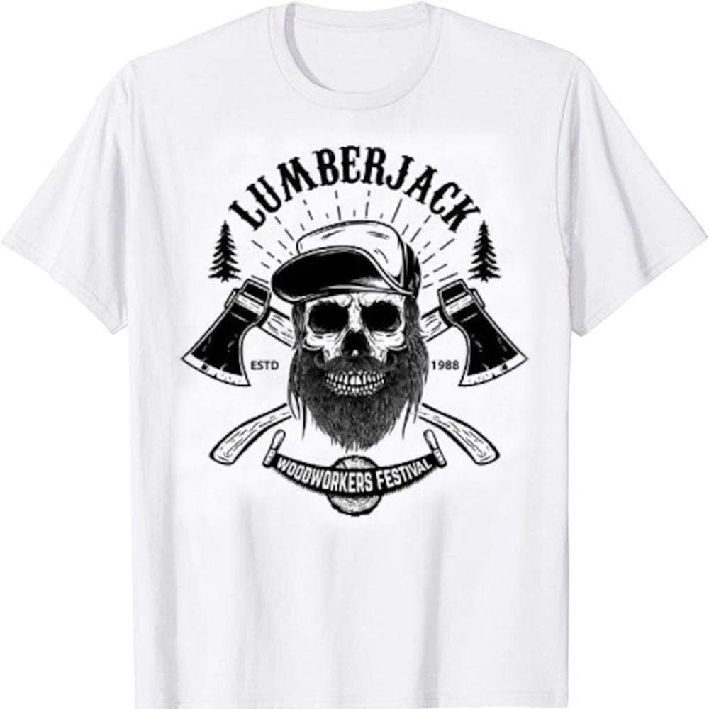 Skull Bearded Lumberjack Woodworker Festival Lumberjack T-Shirt
