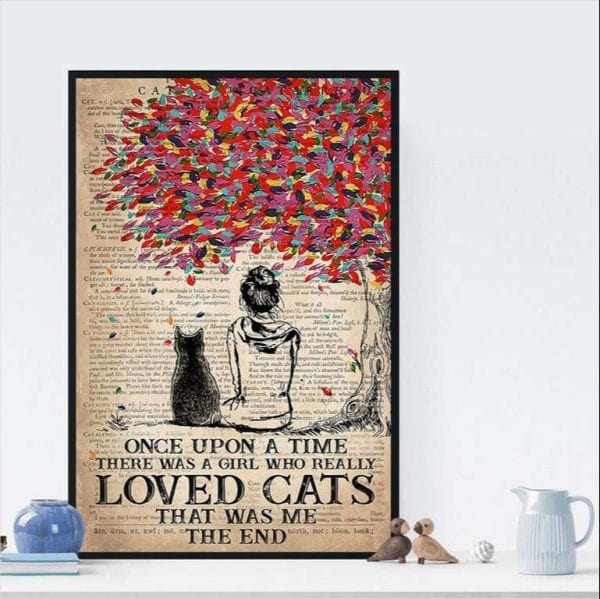 Niña y su gato Érase una vez una niña que amaba mucho a los gatos Póster, Lienzo