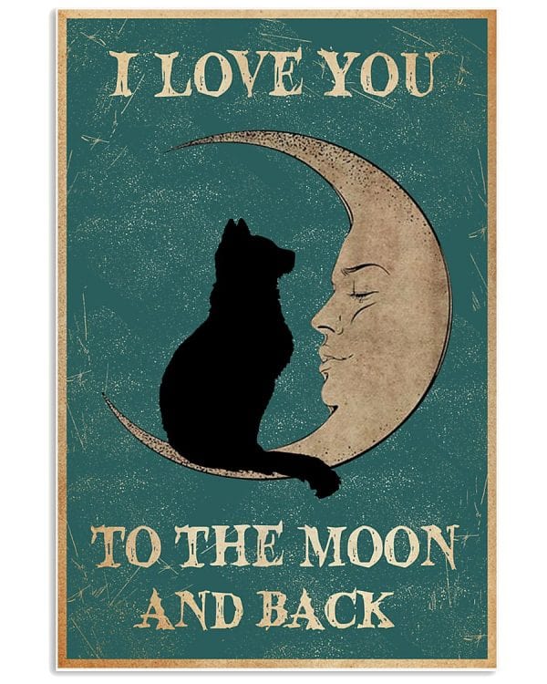 Póster de gato "Te amo hasta la luna y más allá", lienzo