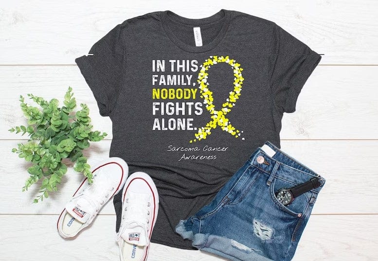 In This Family Nobody Fights Alone Sarcoma Cancer Awareness Shirt