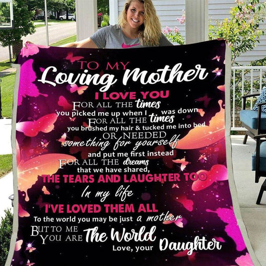 To My Loving Mother I Love You Fleece & Sherpa Blanket