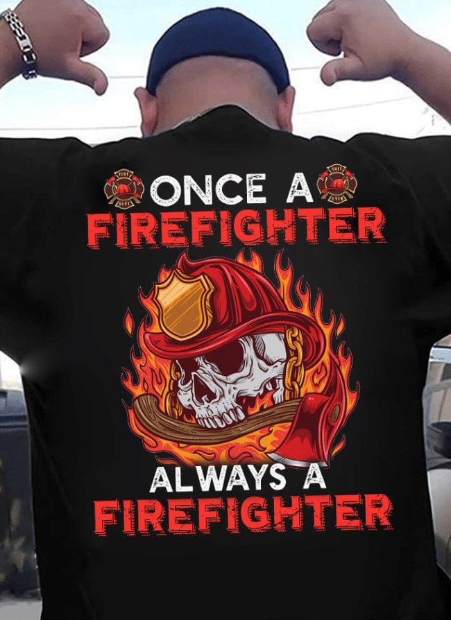 Camiseta de esqueleto Una vez bombero, siempre bombero