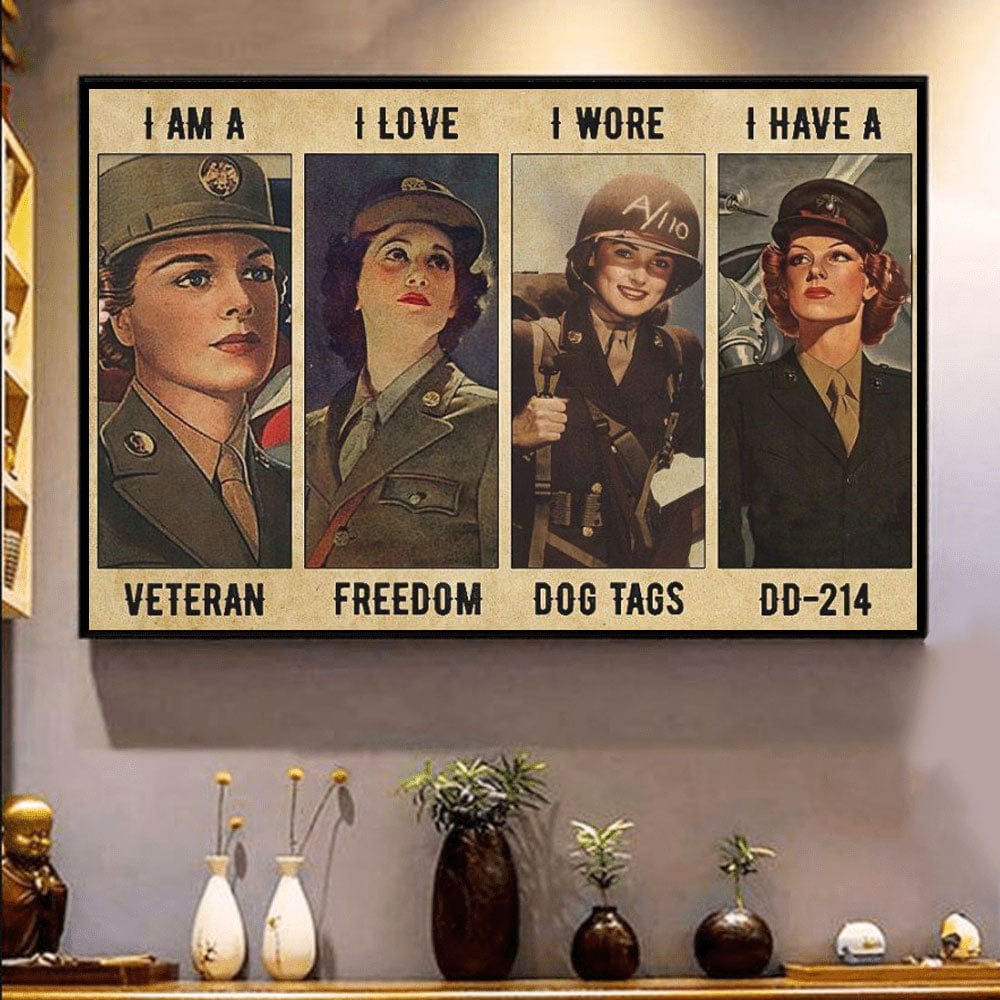 Soy un veterano, amo la libertad Póster de mujeres veteranas, lienzo de veterano