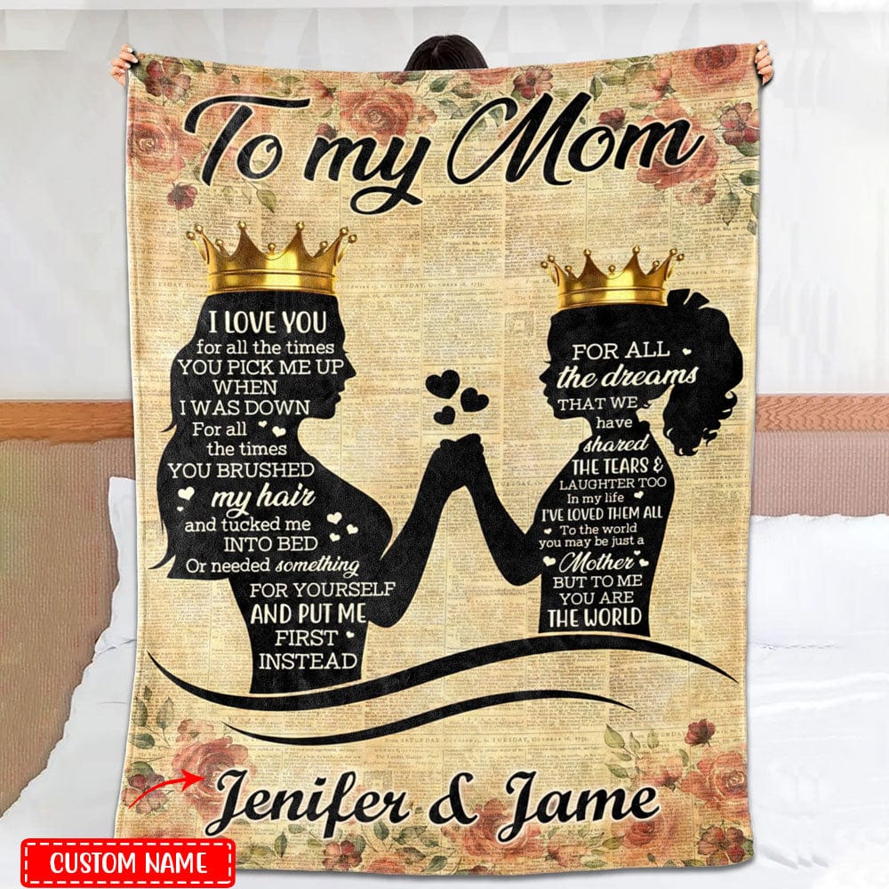 Manta de vellón y sherpa personalizada para mi mamá Te amo mamá e hija