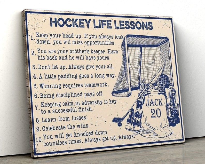 Póster personalizado de lecciones de vida sobre hockey, lienzo