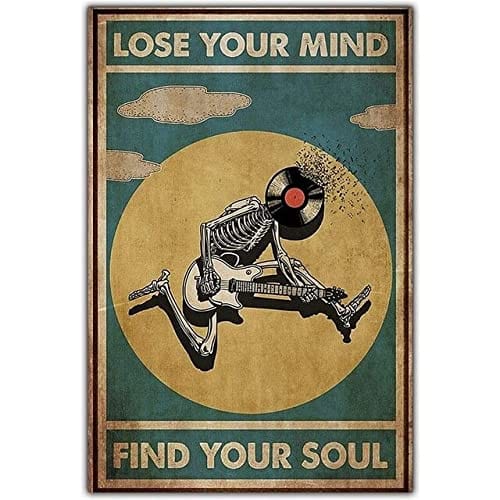Lose Your Mind Find Your Soul Skeleton Play Guitar Poster, Canvas