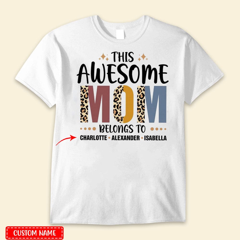 Camisetas personalizadas con el mensaje "Esta increíble mamá pertenece a la familia". Feliz día de la madre