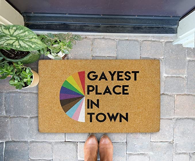 Gayest Place In Town Funny LGBT Doormat