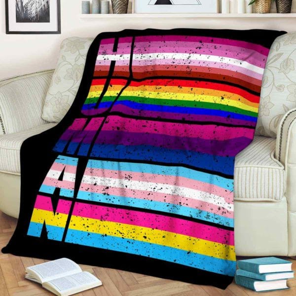 Human Lgbt Pride Equality Rainbow Fleece & Sherpa Blanket