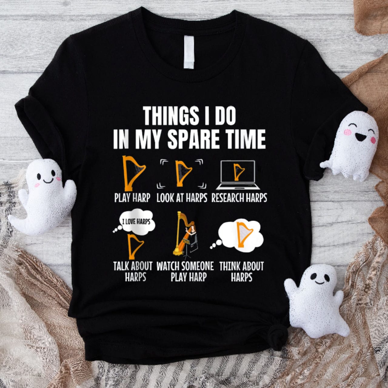 Cosas que hago en mi tiempo libre Camiseta de jugador de arpa