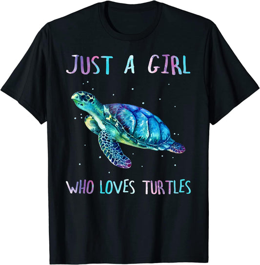 Camiseta de tortuga con acuarela, mar y océano. Solo una chica que ama las tortugas.