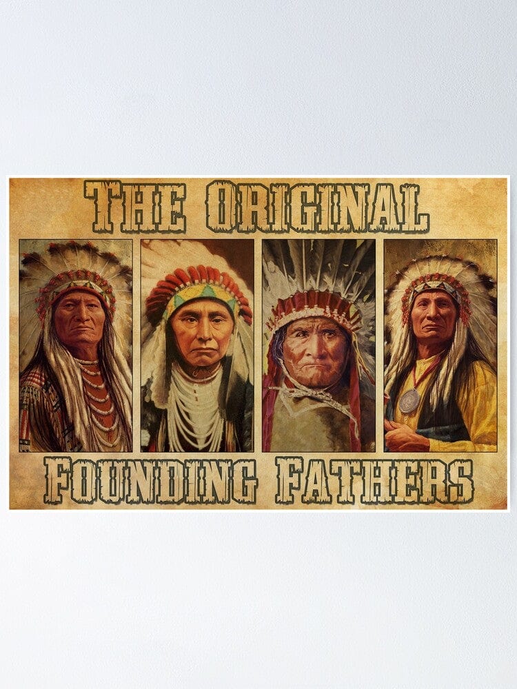 Póster de los padres fundadores originales de los nativos americanos, lienzo