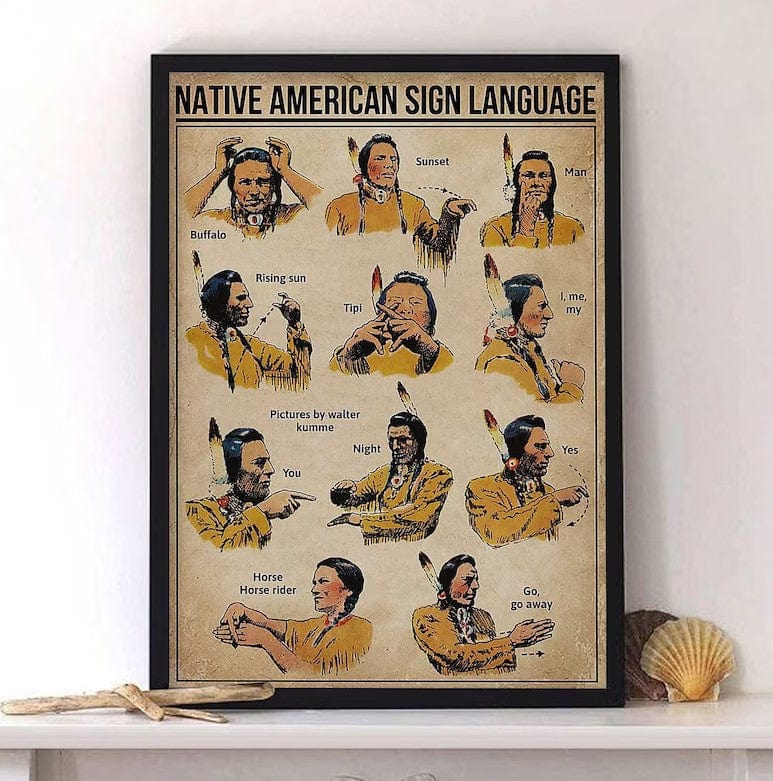 Póster de lenguaje de señas nativo americano, lienzo