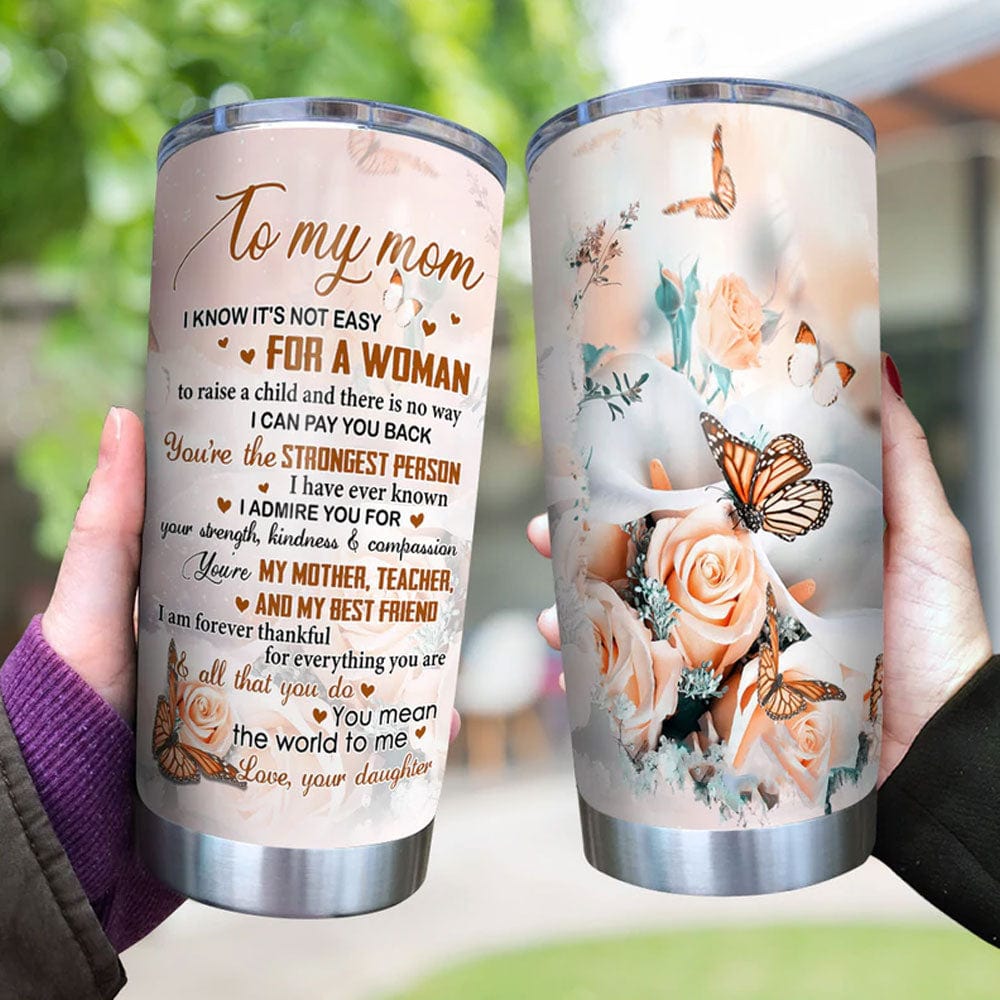 Para mi mamá sé que no es fácil Vaso mariposa