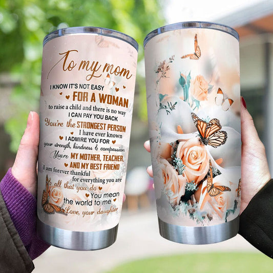 Para mi mamá sé que no es fácil Vaso mariposa