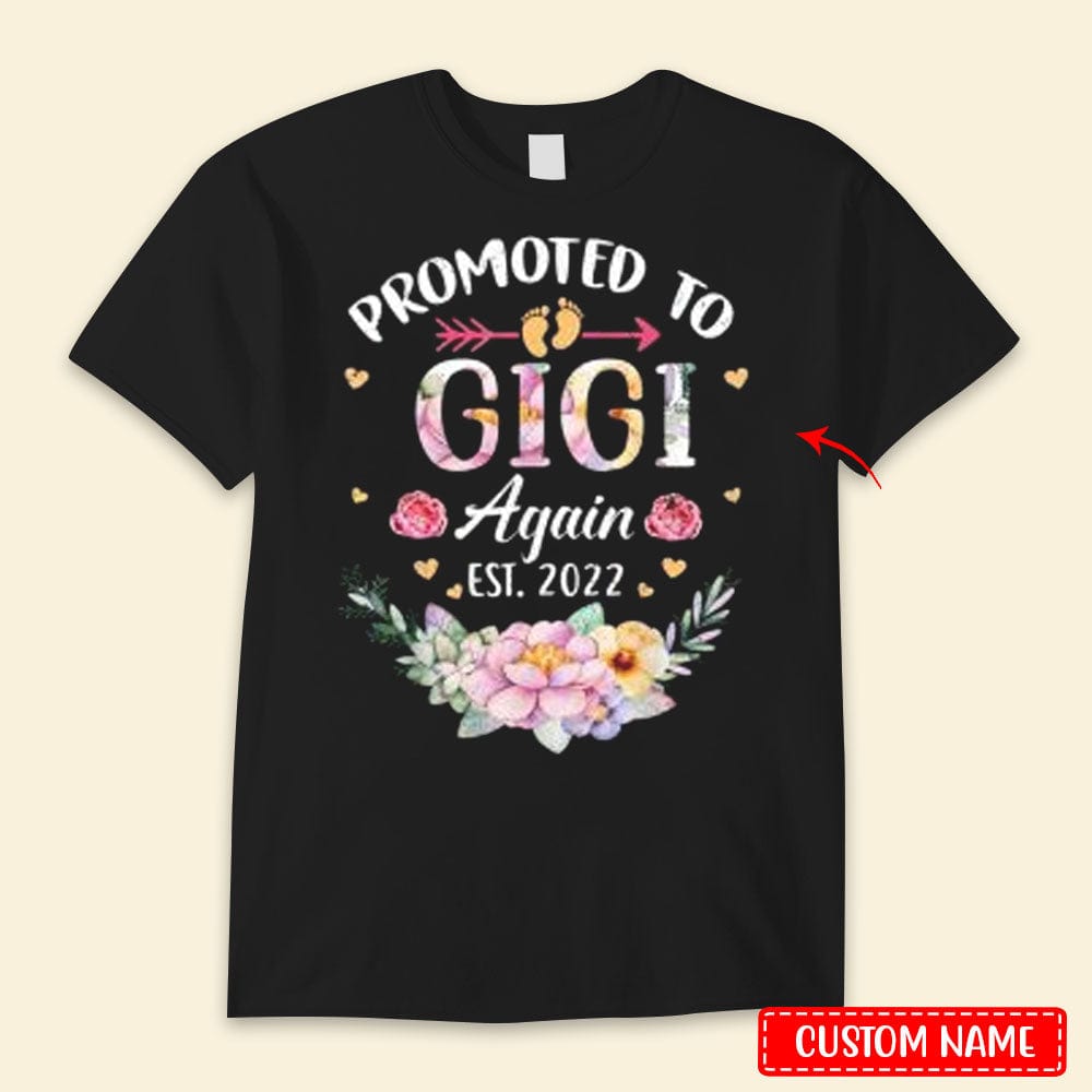 Camisetas personalizadas para el Día de la Madre con el lema Promocionada a Gigi nuevamente