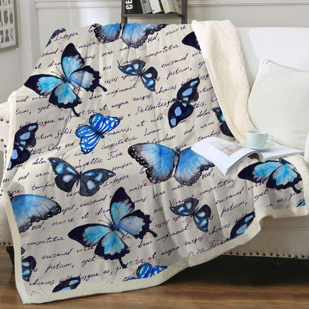 Manta polar y sherpa con estampado de mariposas