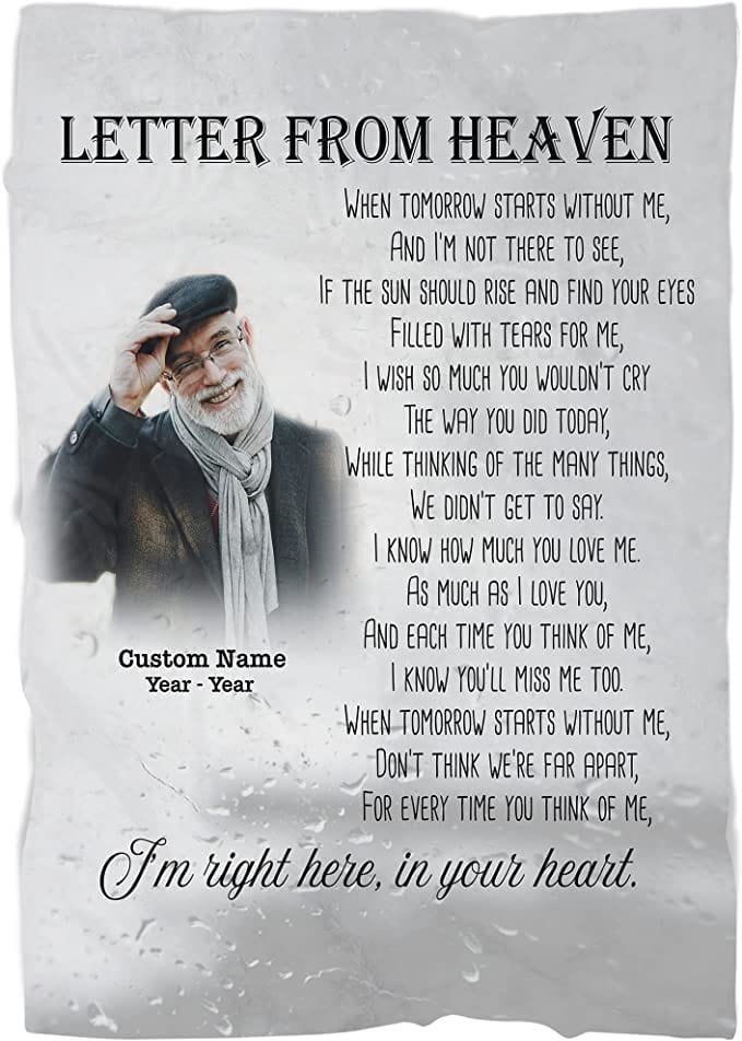 Letter from Heaven Fleece Blanket Personalized Memorial Gift Sympathy Gift For Someone in Heaven in Loving Memory Remembrance Blanket