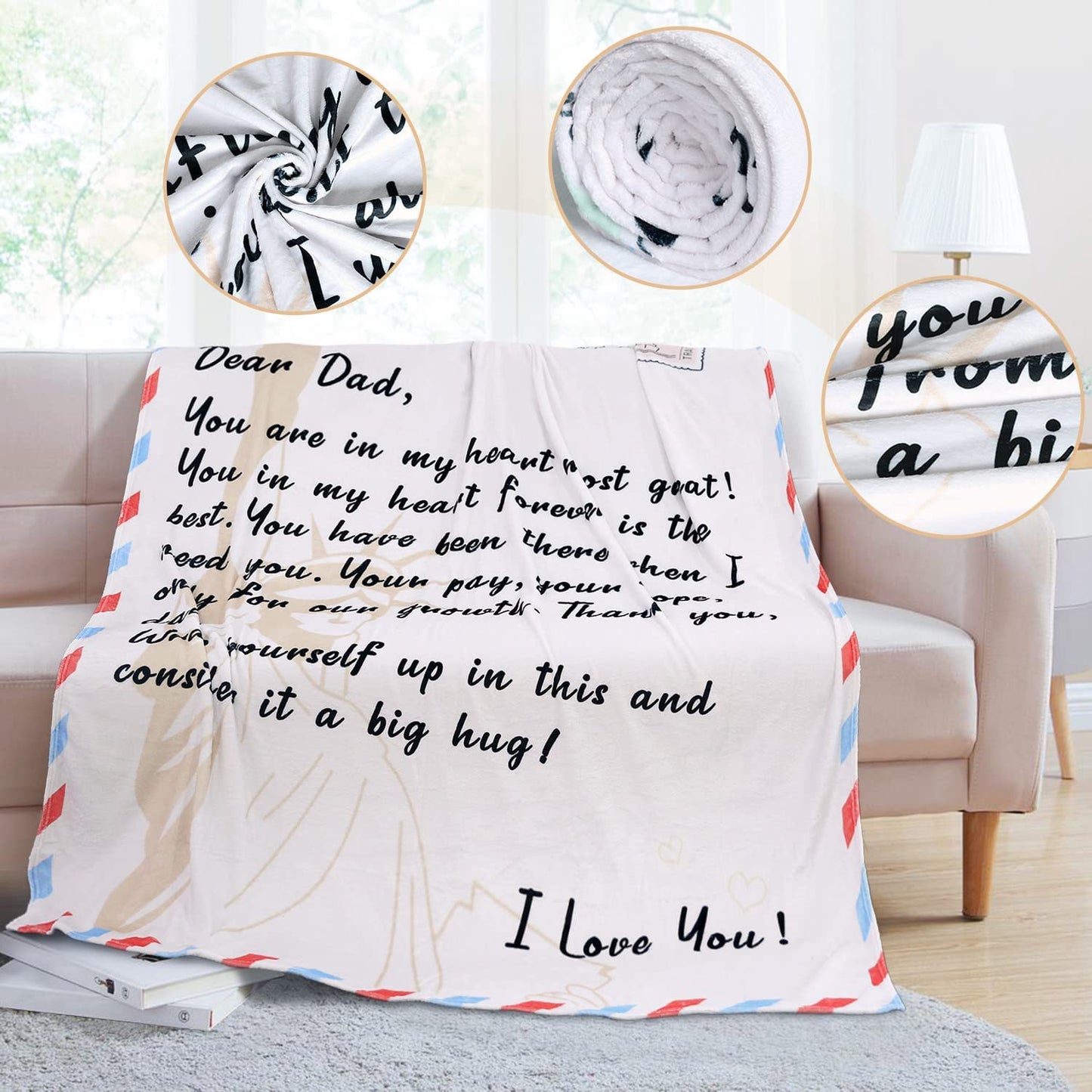 Carta Querido Papá Te Amo Manta del Día del Padre