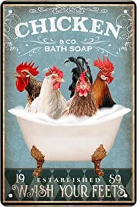 Jabón de baño de pollo, lávate los pies, póster divertido de pollo, lienzo