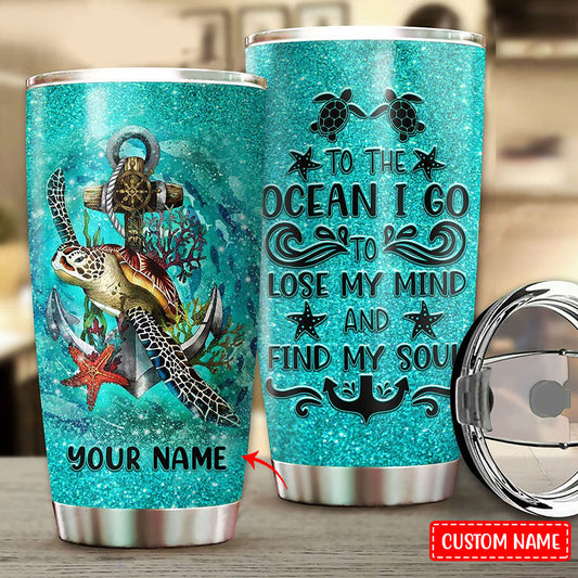 To The Ocean I Go Turtle Tumbler