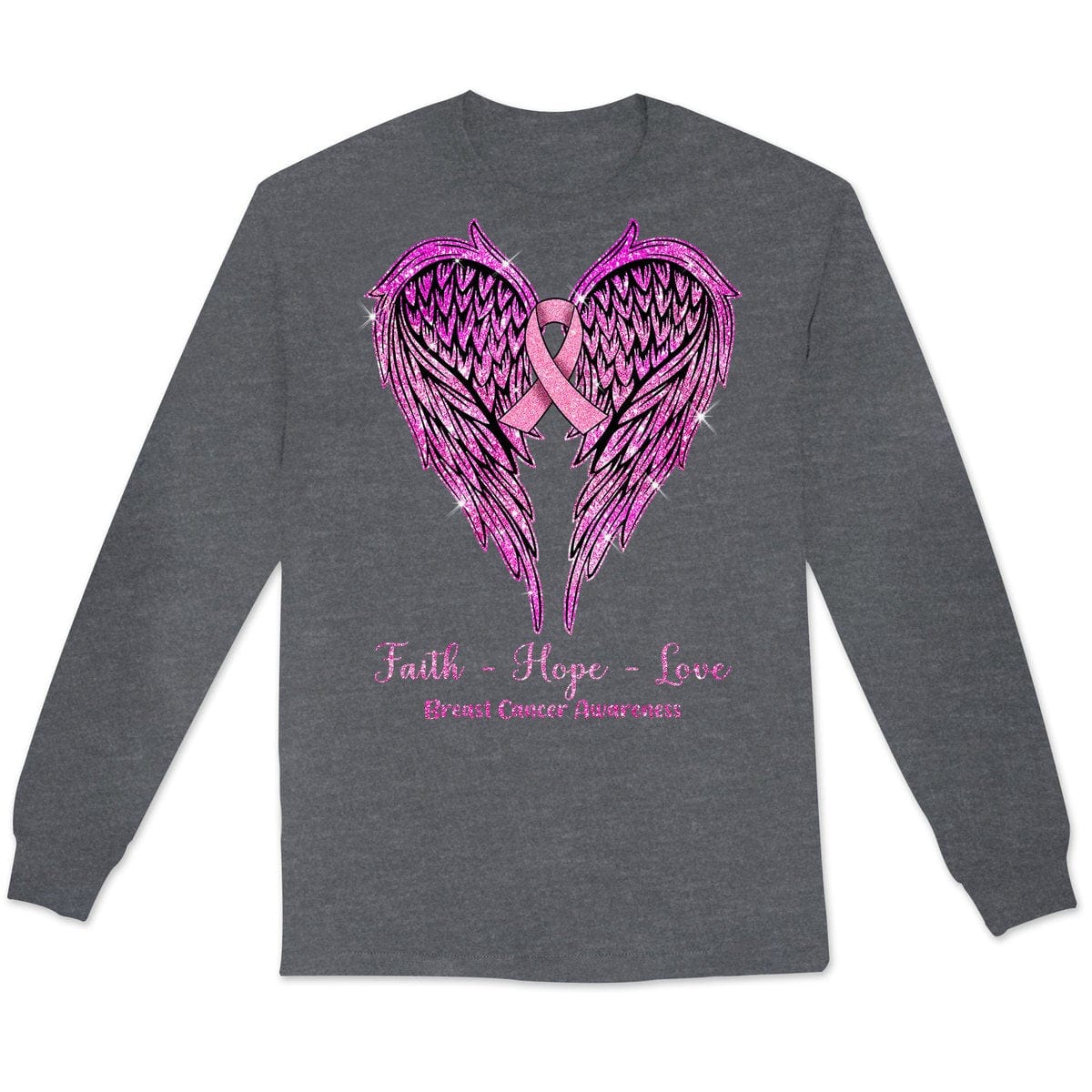 Faith Hope Love Pink Ribbon Wings Breast Cancer Shirt