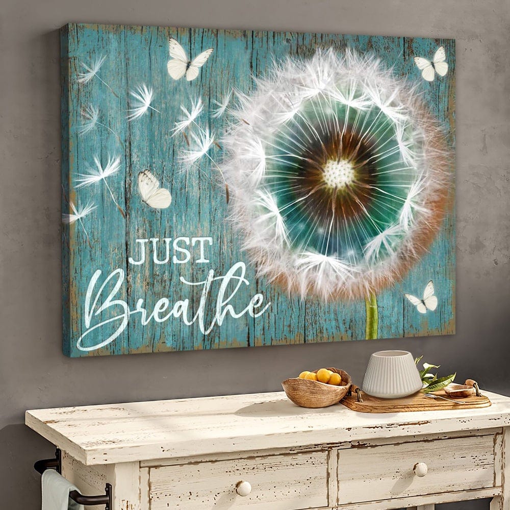 Just Breath Dandelion Butterfly Poster, Canvas