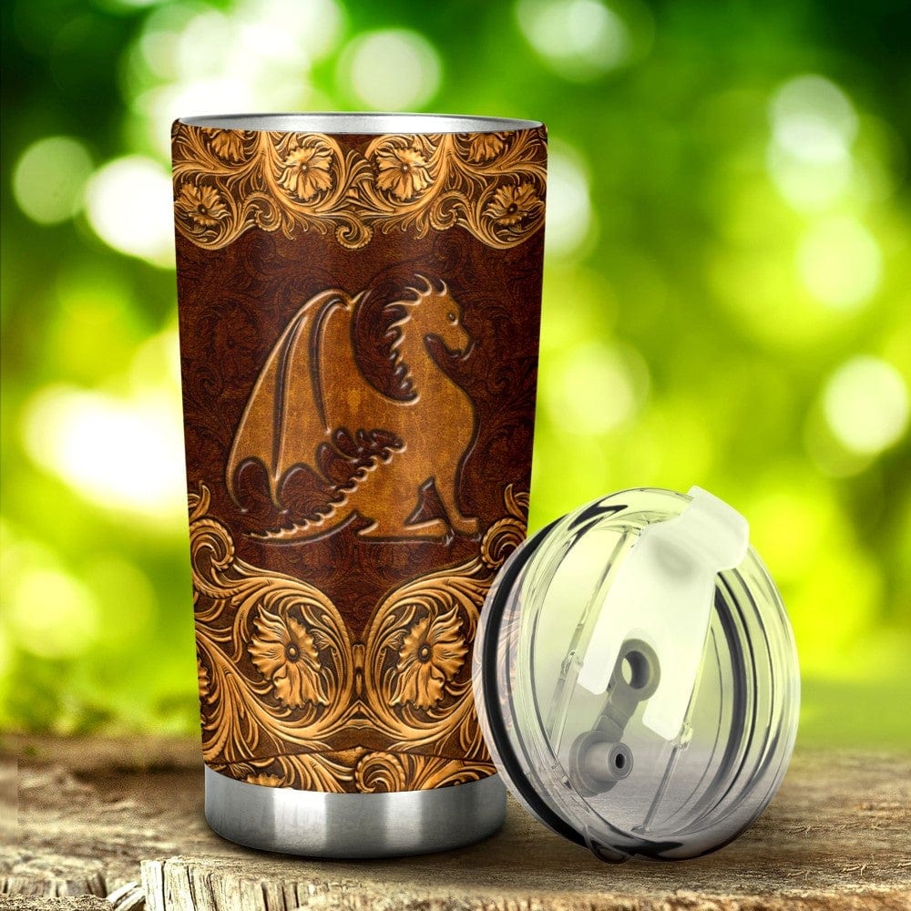 Wooden Dragon Pattern Tumbler