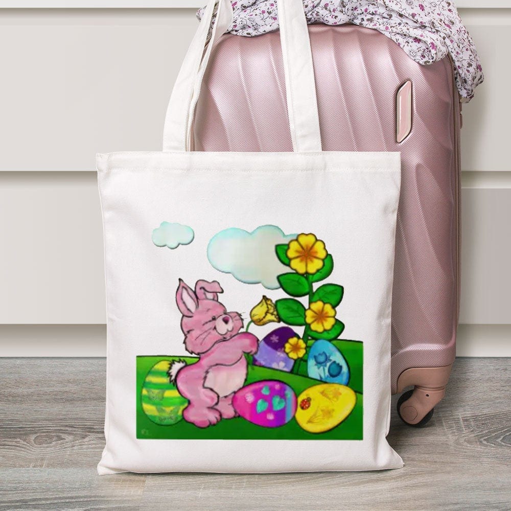 Bolsa de mano con diseño de conejo y flores para Pascua