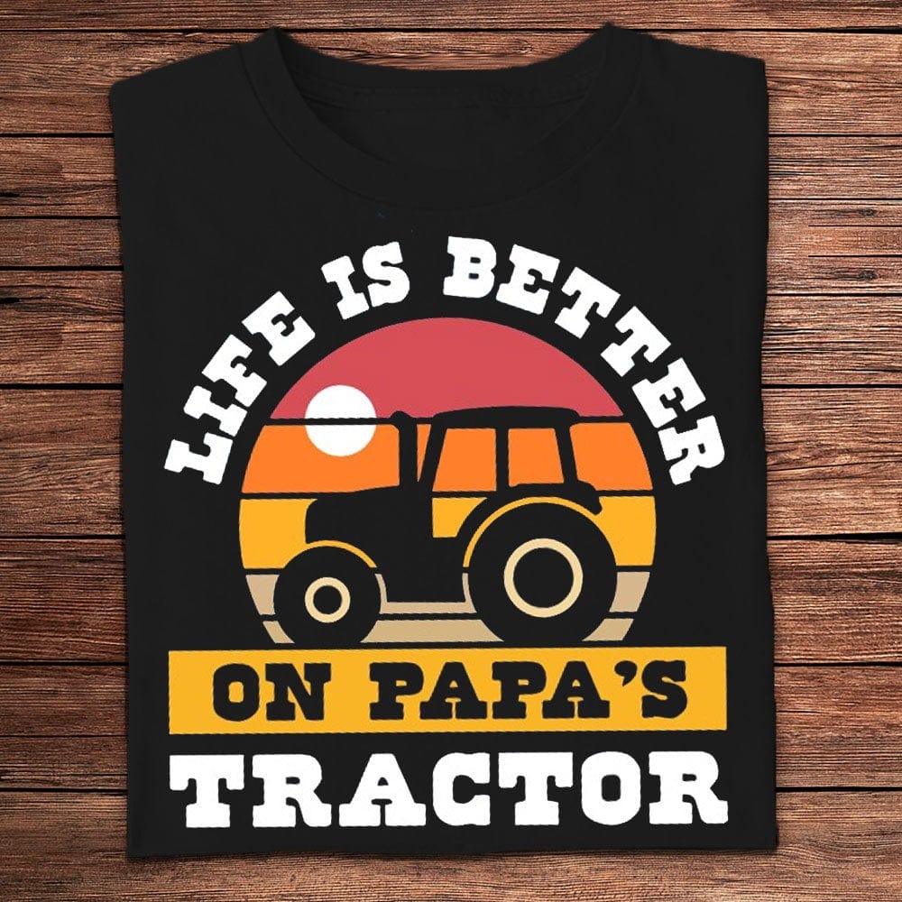 La vida es mejor en el tractor de papá Camisetas vintage de granjero