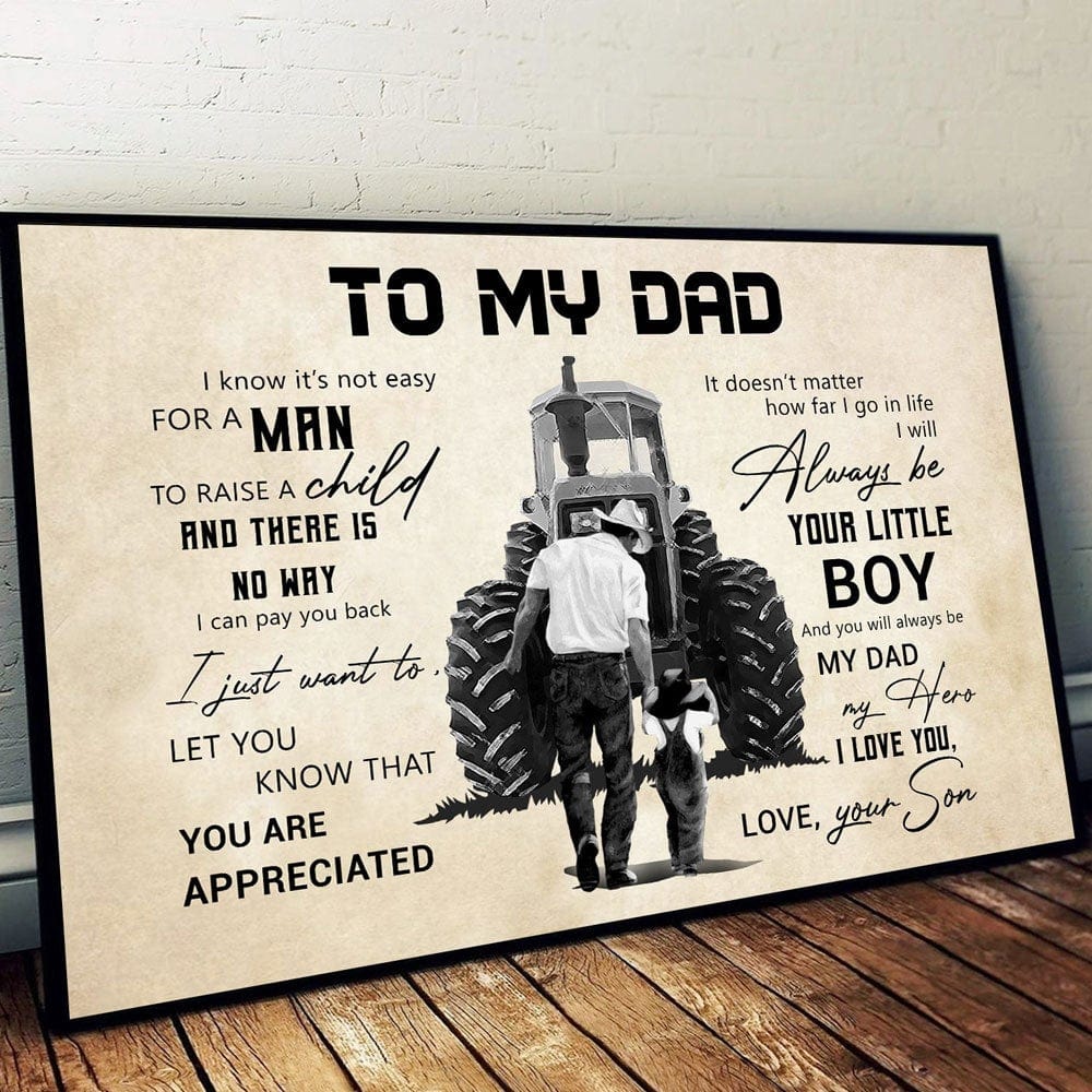 Para mi papá, con amor de parte de mi hijo, póster de granjero, lienzo
