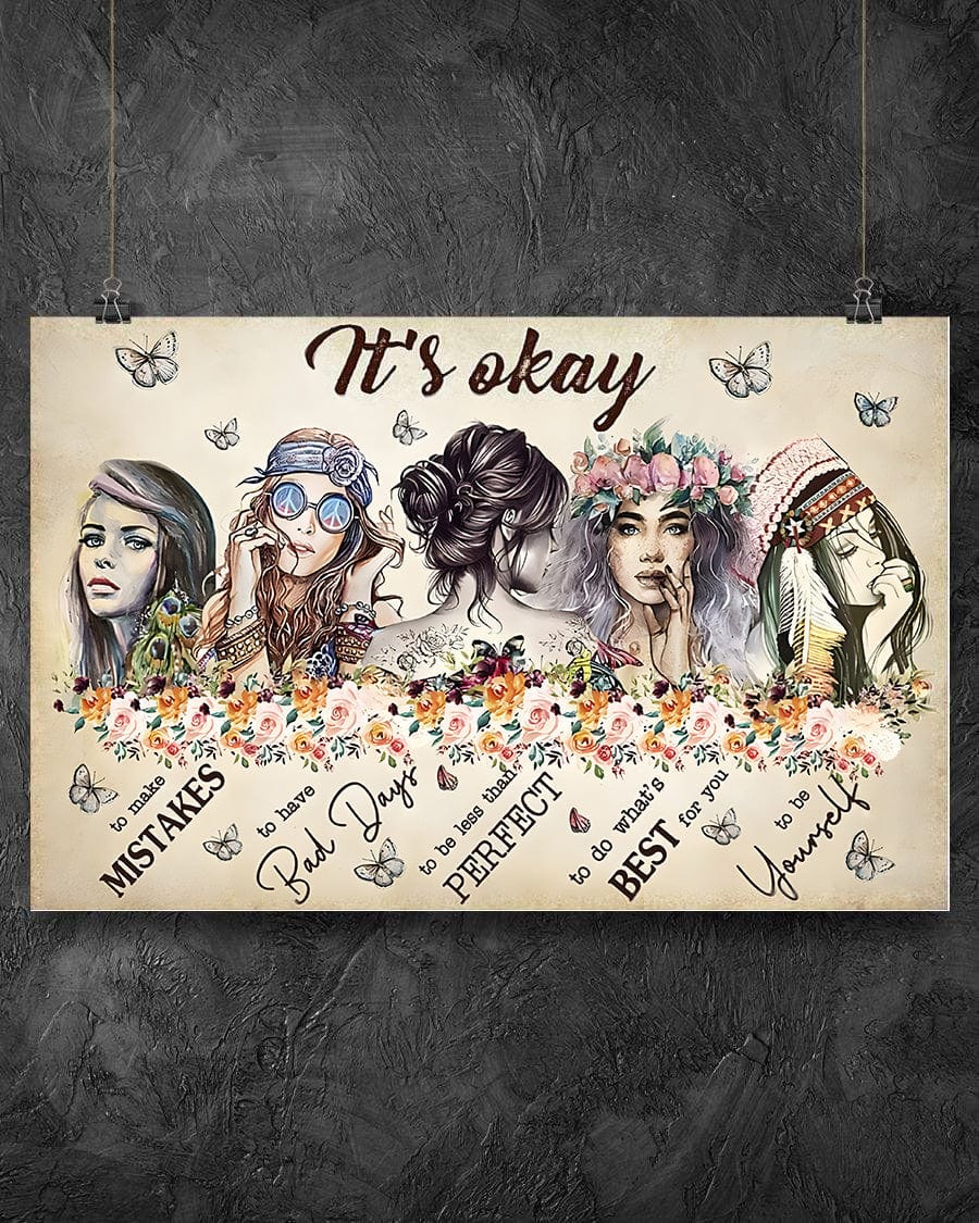Hippie Girl It's Okay Make Mistakes Hippie Poster, Canvas