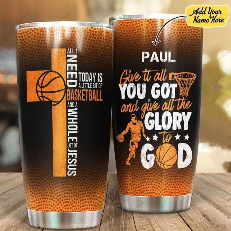Dale todo lo que tienes y dale toda la gloria a Dios Vaso de baloncesto personalizado