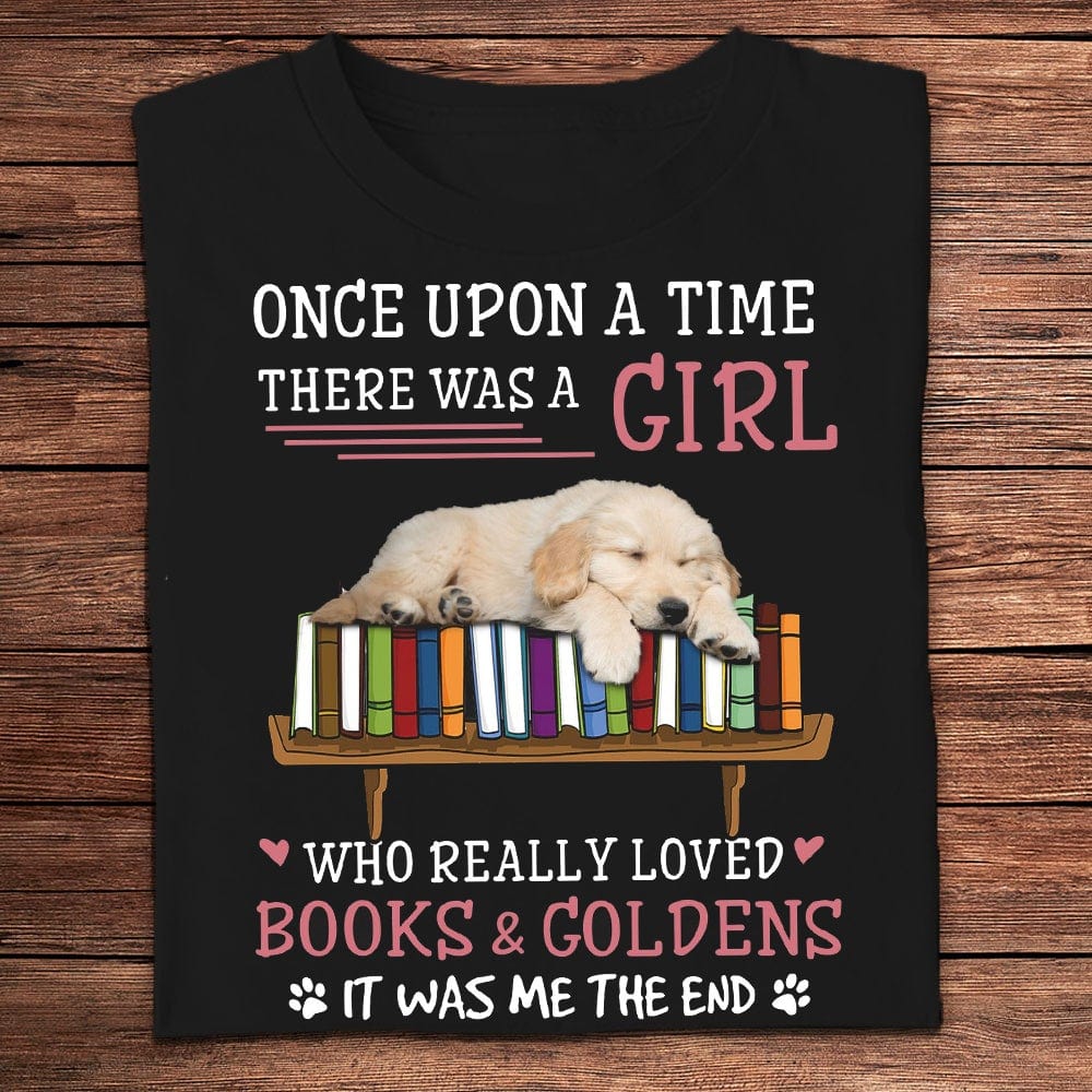 Érase una vez una niña que amaba los libros y las camisetas de Golden Retriever