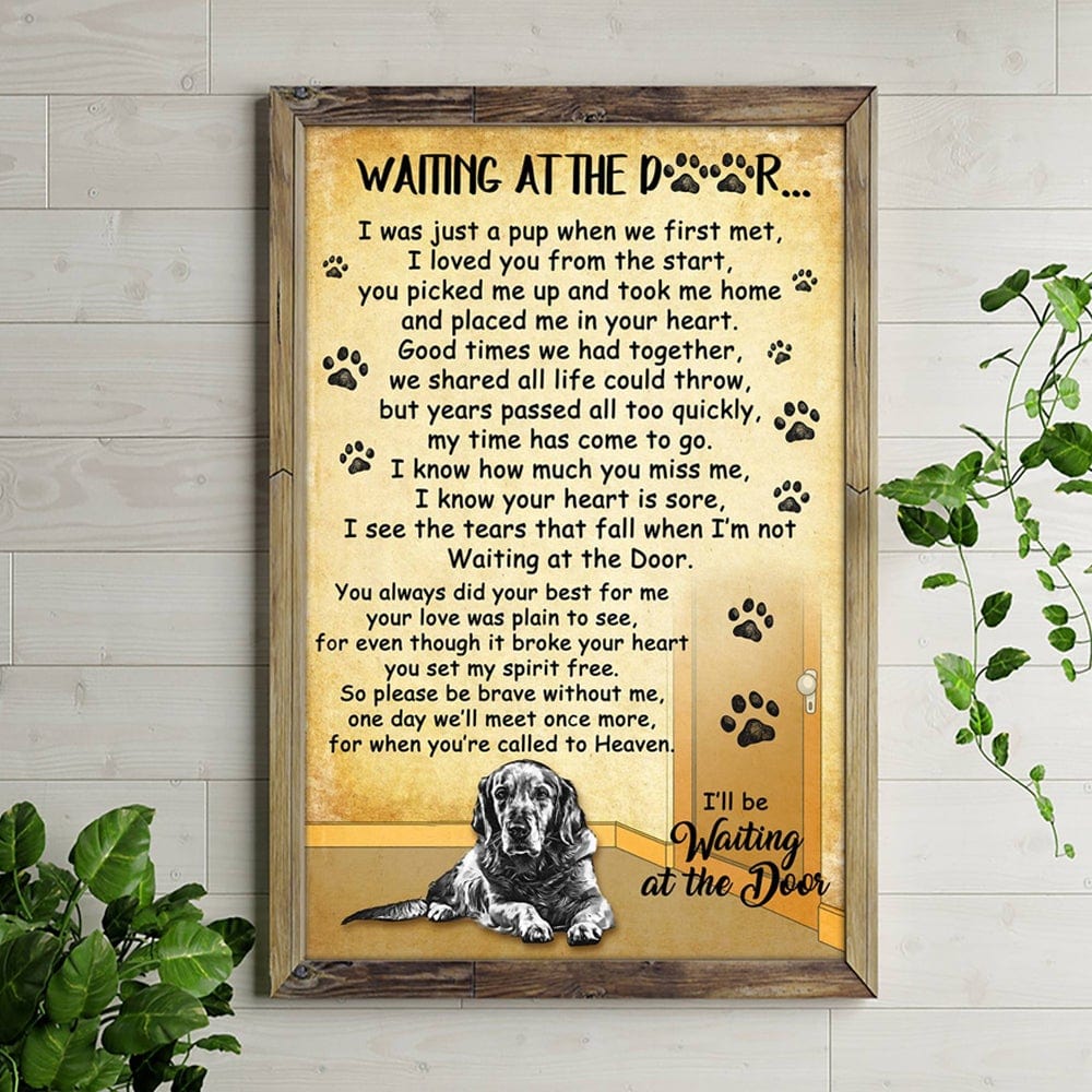 Waiting At The Door Memorial Golden Retrievers Poster, Canvas