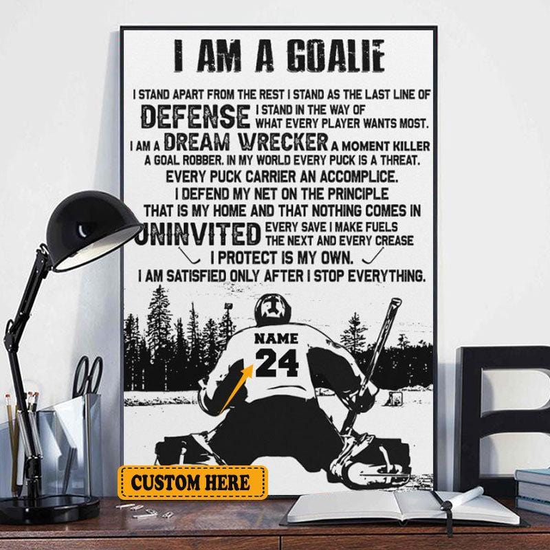 Póster de hockey personalizado "Soy un portero", lienzo