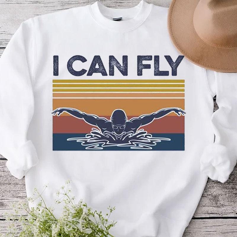 Camisetas de natación vintage "Puedo volar"