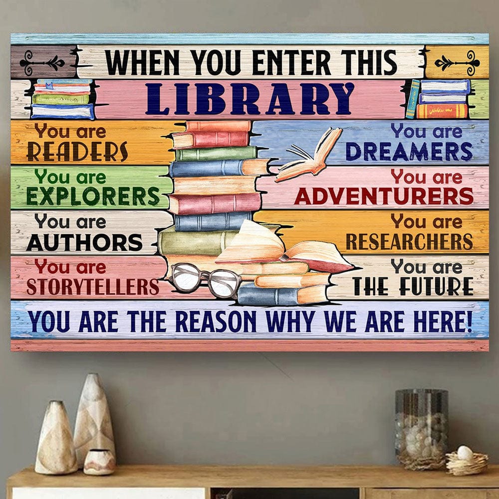 When You Enter This Library Librarian Poster, Canvas