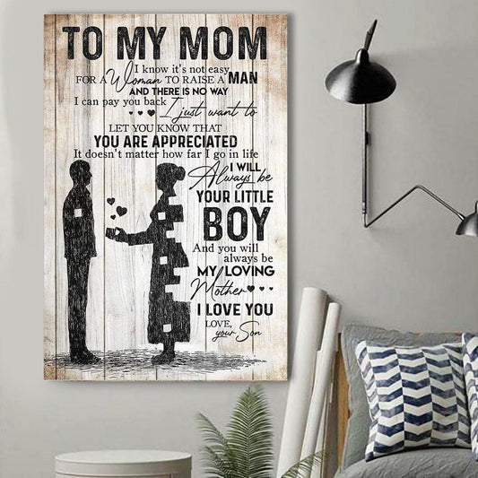 Para mi mamá, amor de parte de mi hijo, póster para el Día de la Madre, lienzo