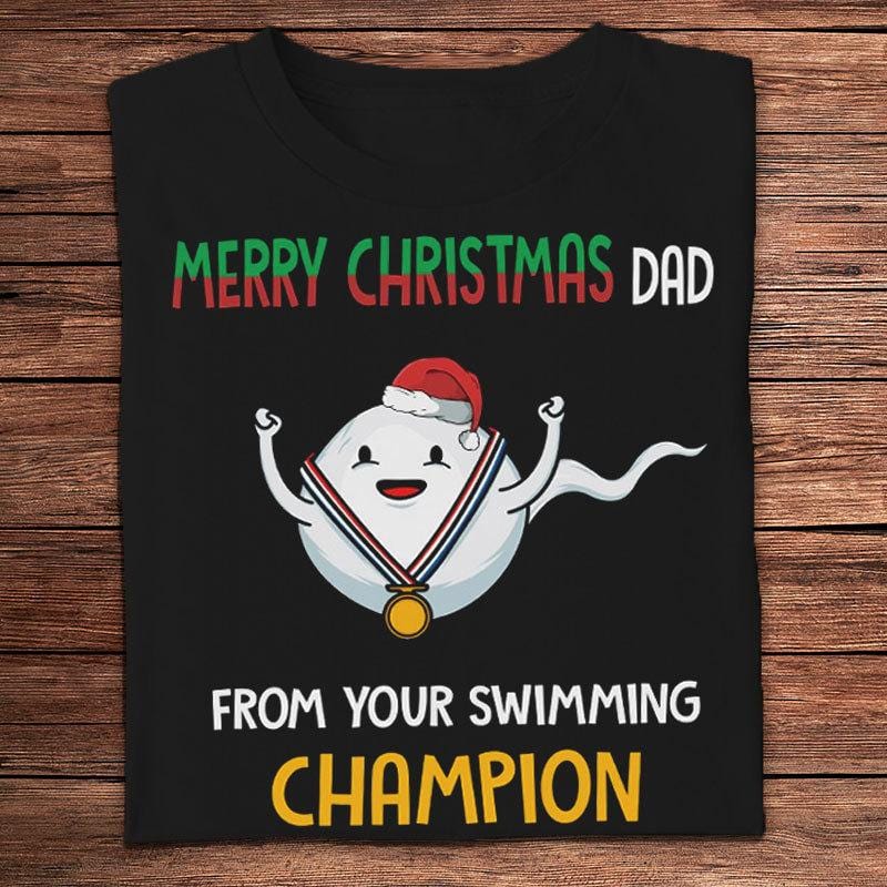 Feliz Navidad Papá de parte de tu campeón de natación Camisetas