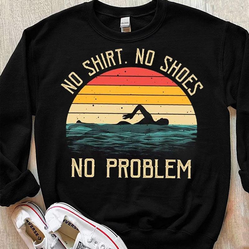 Sin camisa, sin zapatos, no hay problema Camisetas de baño vintage