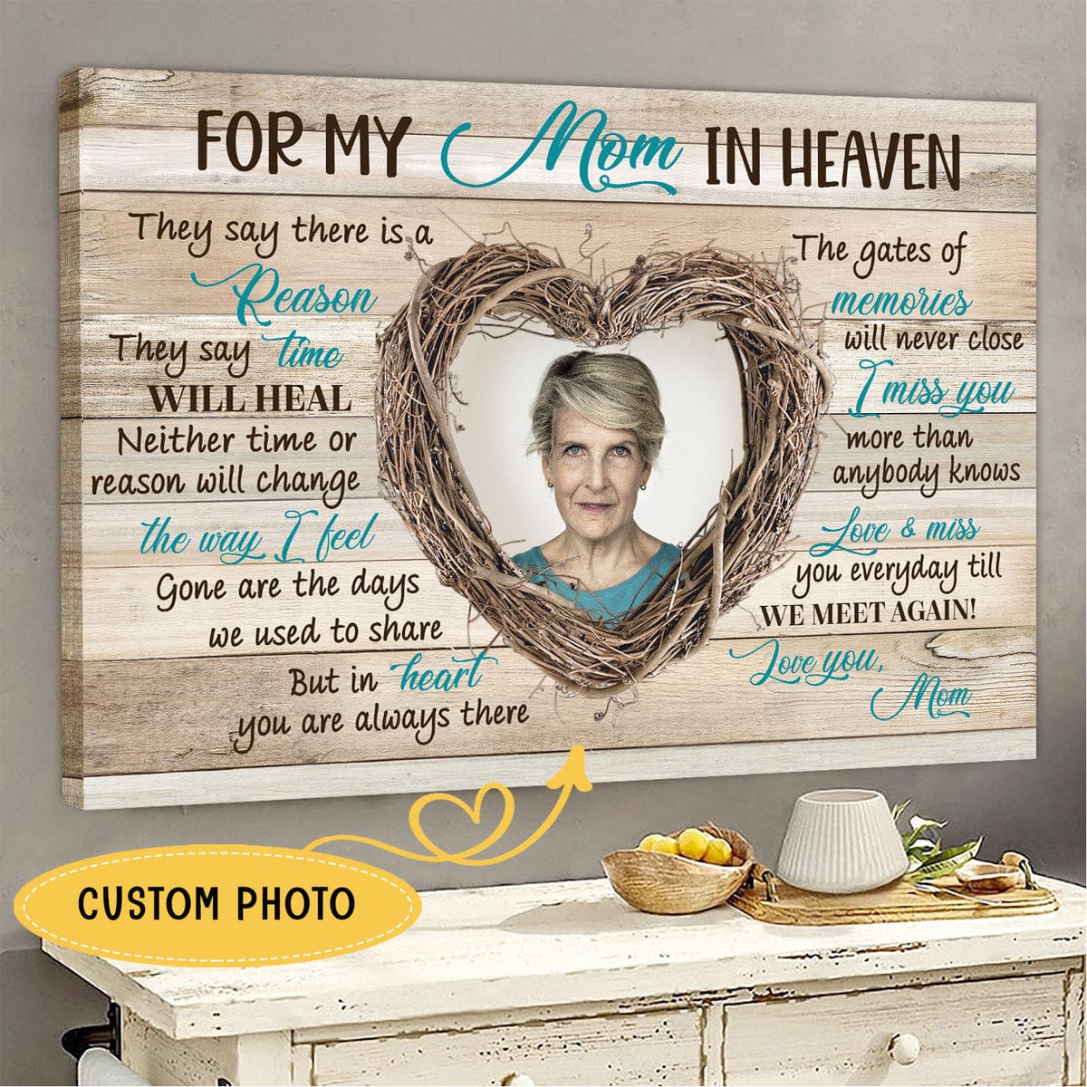 Póster conmemorativo personalizado para mi mamá en el cielo, lienzo