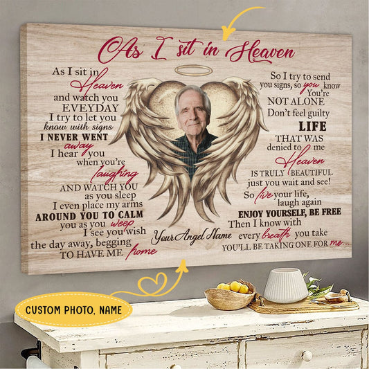 As I Sit In Heaven Personalized Memorial Poster, Canvas