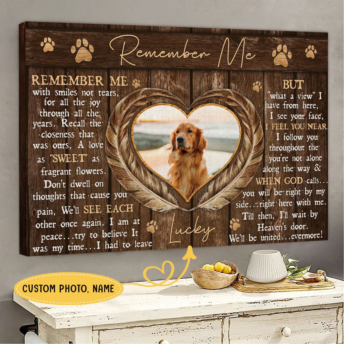 Póster conmemorativo personalizado para mascotas Remember Me, lienzo