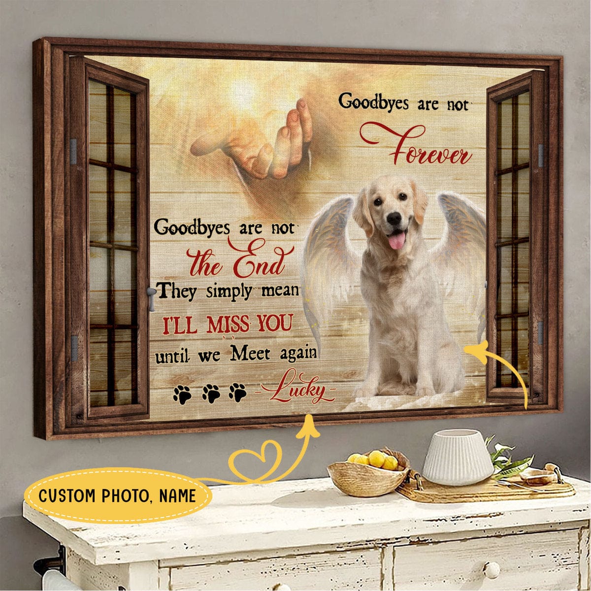 Goodbyes Are Not Forever Personalized Pet Memorial Poster, Canvas