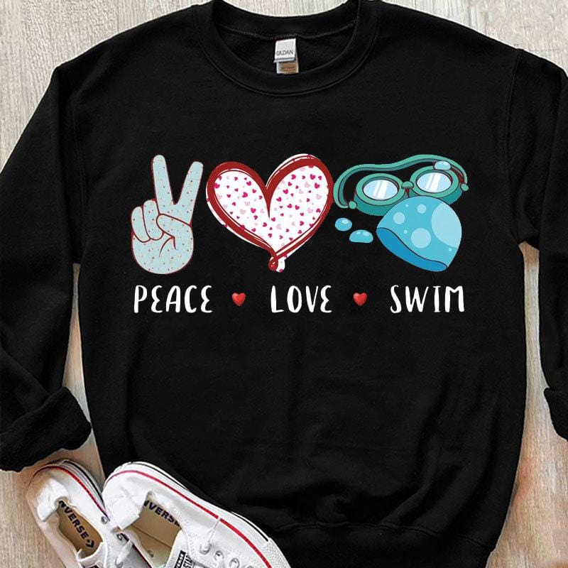 Camisetas de natación Peace Love Swim