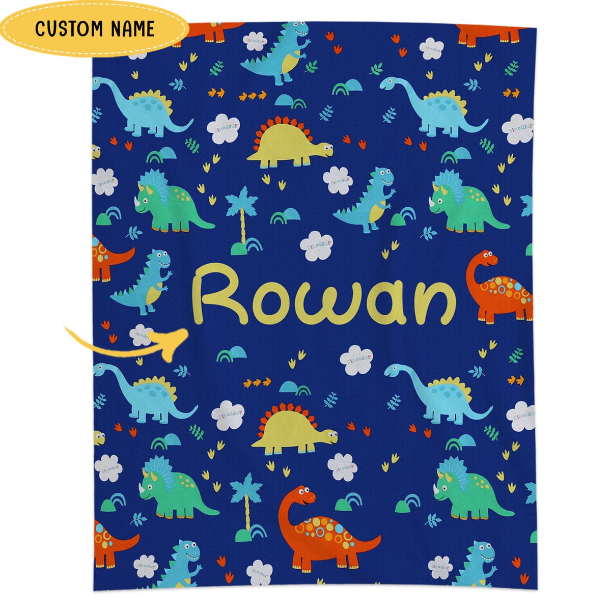 Manta de vellón y sherpa personalizada con un lindo dinosaurio