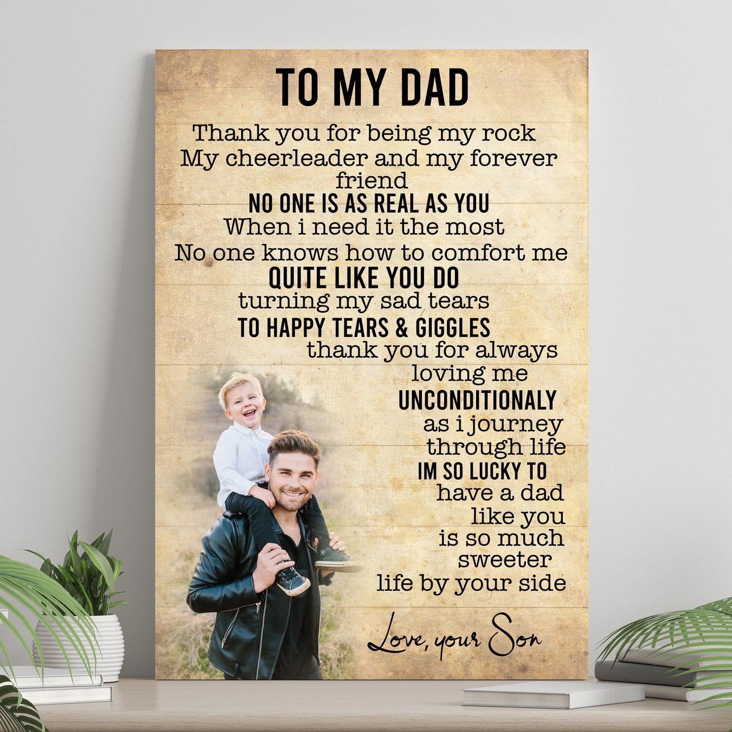 Para mi papá, amor de parte de mi hijo, póster del Día del Padre, lienzo