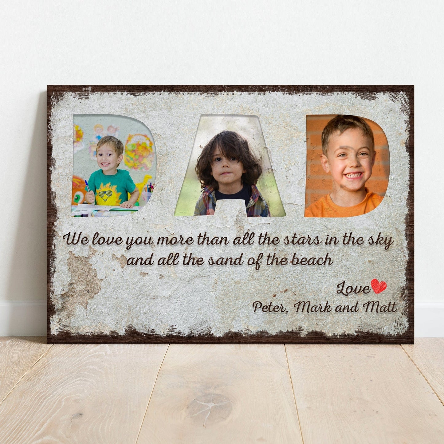 Póster personalizado del Día del Padre "Te amamos más que las estrellas en el cielo", lienzo